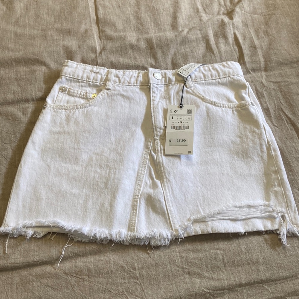 White Zara denim skirt